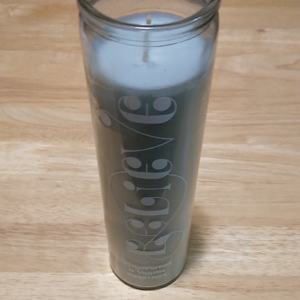 Decorative Sage Green Tall Glass Jar Candle with Script Logo